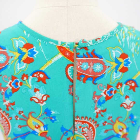 Madison Leigh 10 Teal Paisley Crew Neck Sleeveless Maxi Dress Polyester - Picture 4 of 9